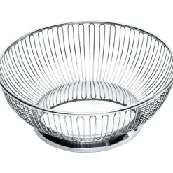 Alessi - rund basket i poleret stål - Frugtskål Ø15 cm