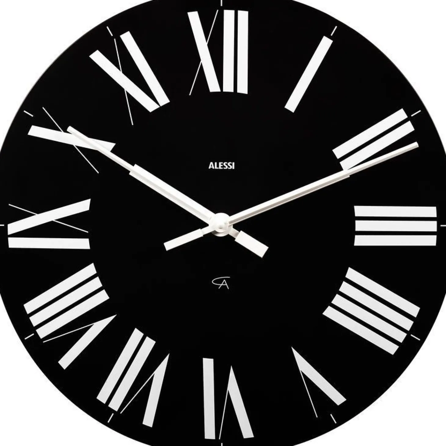 Alessi - vægur fra Alessi - Sort med hvide tal - Ø36 cm