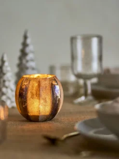 Bloomingville - Felecia Fyrfadsstage, Guld, Genanvendt Glas