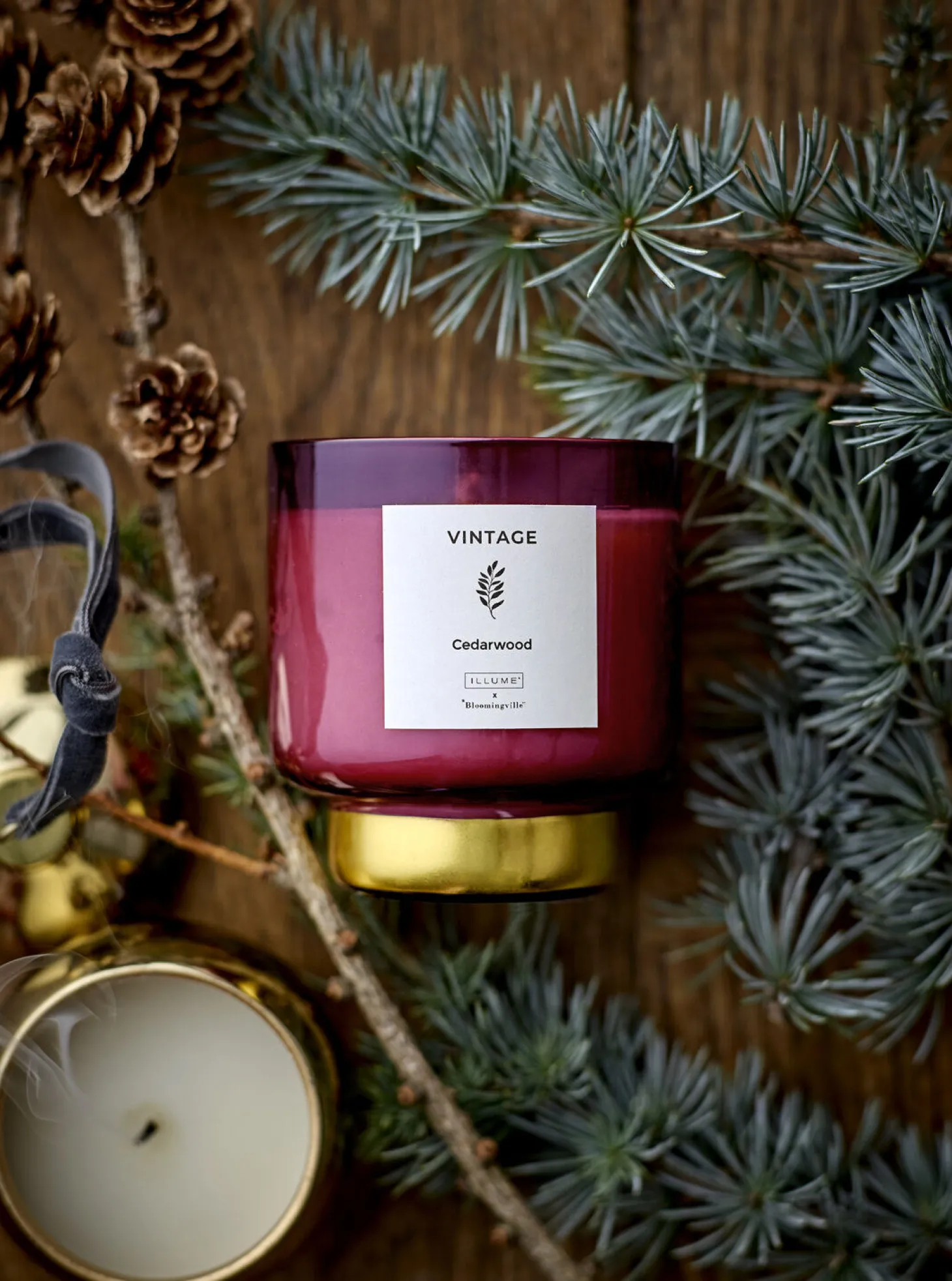 Bloomingville - VINTAGE - Cedarwood Duftlys, Naturlig voks