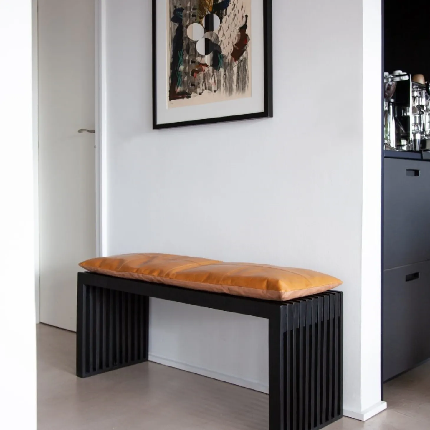 Cinas - Rib bænk 104x35cm mahogni mat sort
