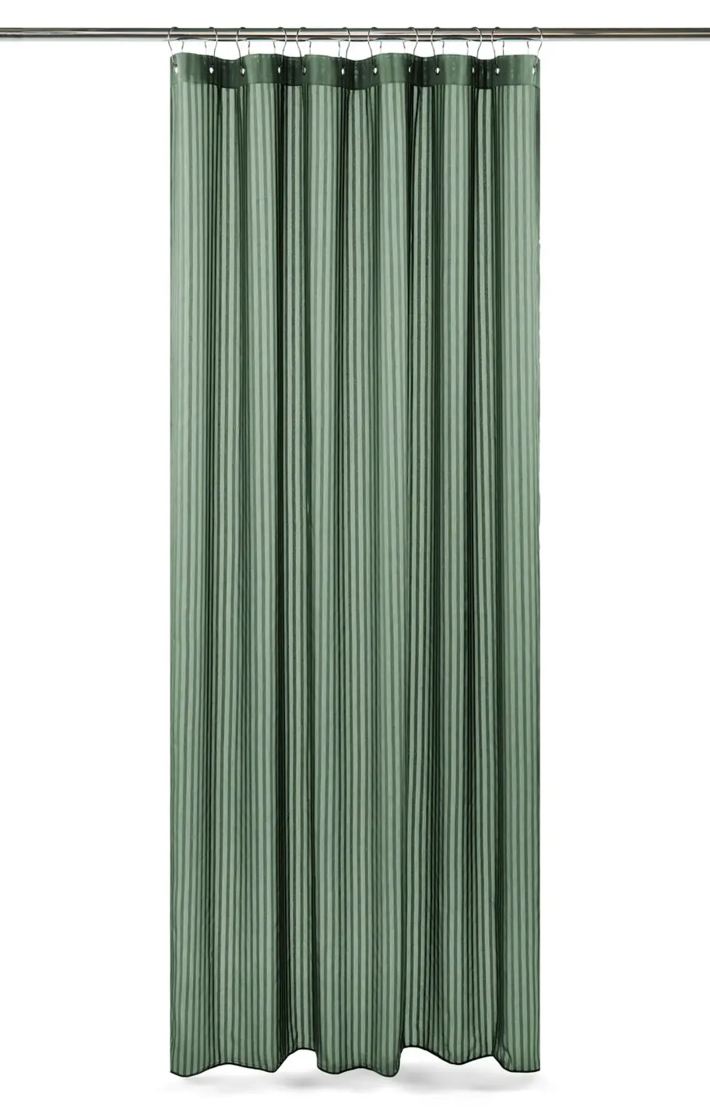 Compliments - Badeforhæng - Lines shower curtain w/eyelets 220 cm - Skovgrøn