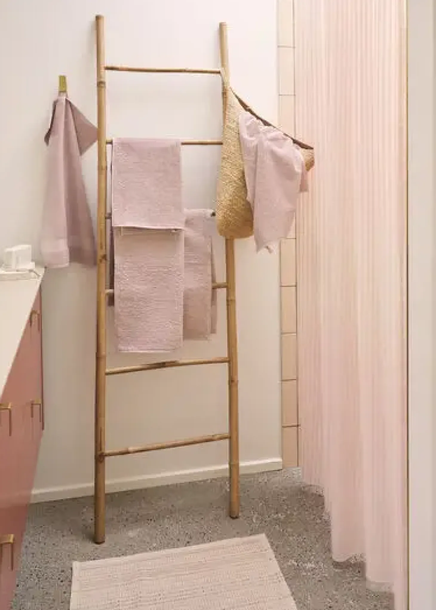 Compliments - Badeforhæng - Lines shower curtain w/tape 220 cm - Rose