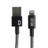 Design Letters - IPhone oplader kabel - "D" - Sort/Hvid