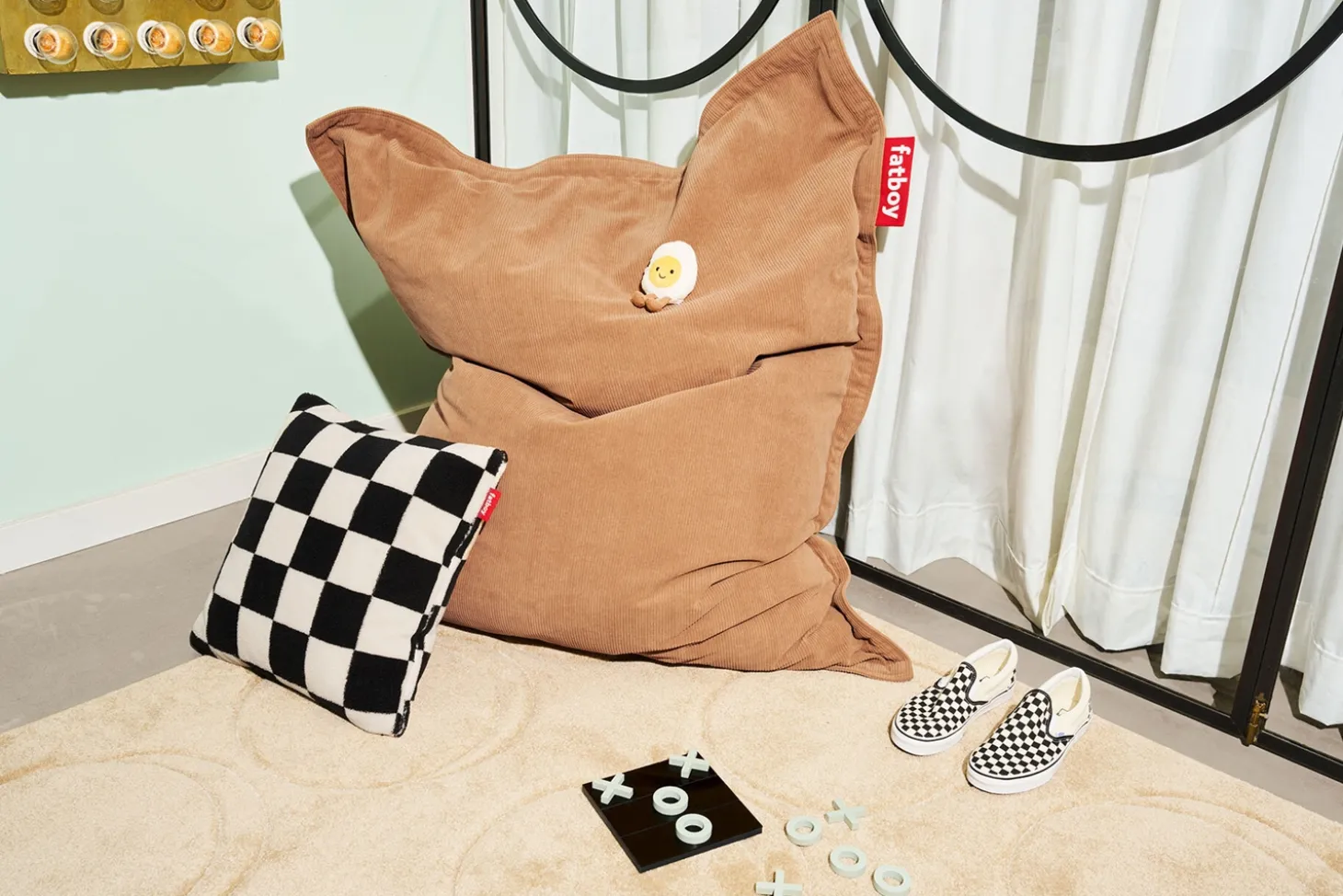 Fatboy - Teddy pude - Chess Black Ecru - sort ternet - 50x50 cm