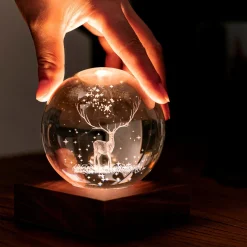 Gingko - Amber Crystal Light Bordlampe - 3D Laser stag