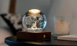 Gingko - Amber Crystal Light Bordlampe - 3D Laser stag