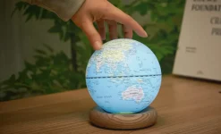 Gingko - Atlas Globe Lamp - Lightblue Mini White Ash base