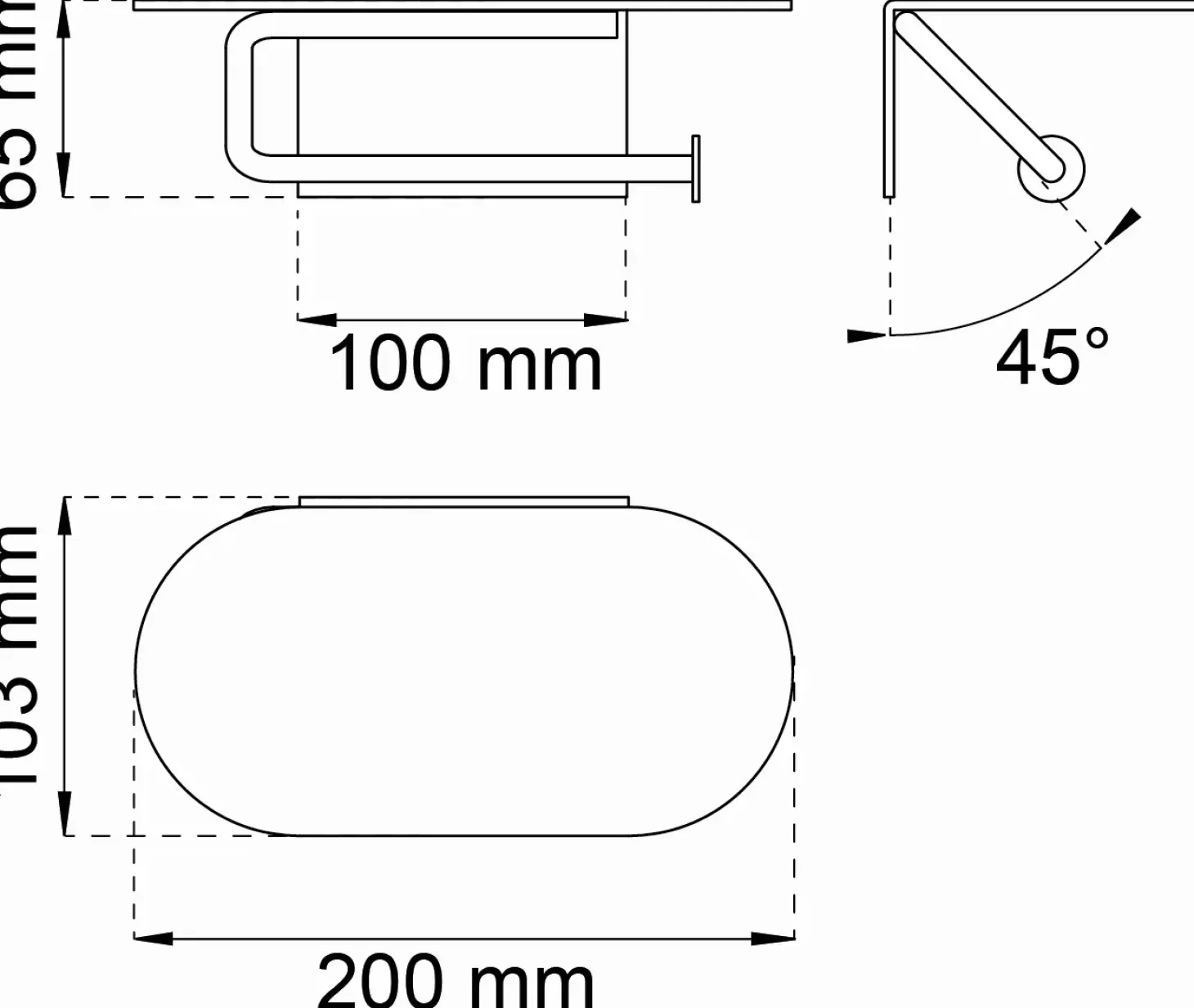 Habo - Toiletrulleholder med hylde - Selvklæbende - Hazel - Sort
