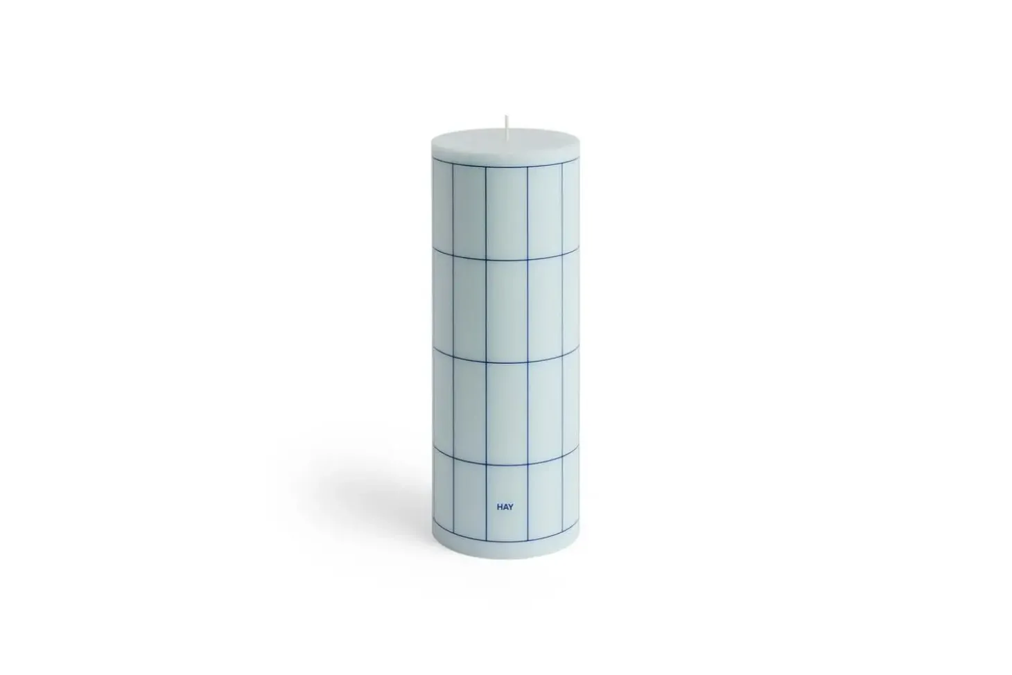Hay - Column Candle - Light blue with blue grid check
