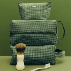 Hay - Grid Wash Bag - Small - Burgundy