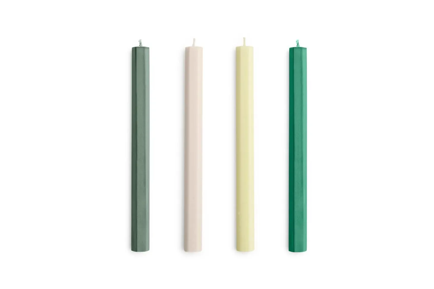Hay - Hexagon Candle - Greens and whites, Set of 4