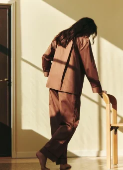 HAY - Outline Pyjama - Langærmet Shirt - S/M - Milk Chocolate