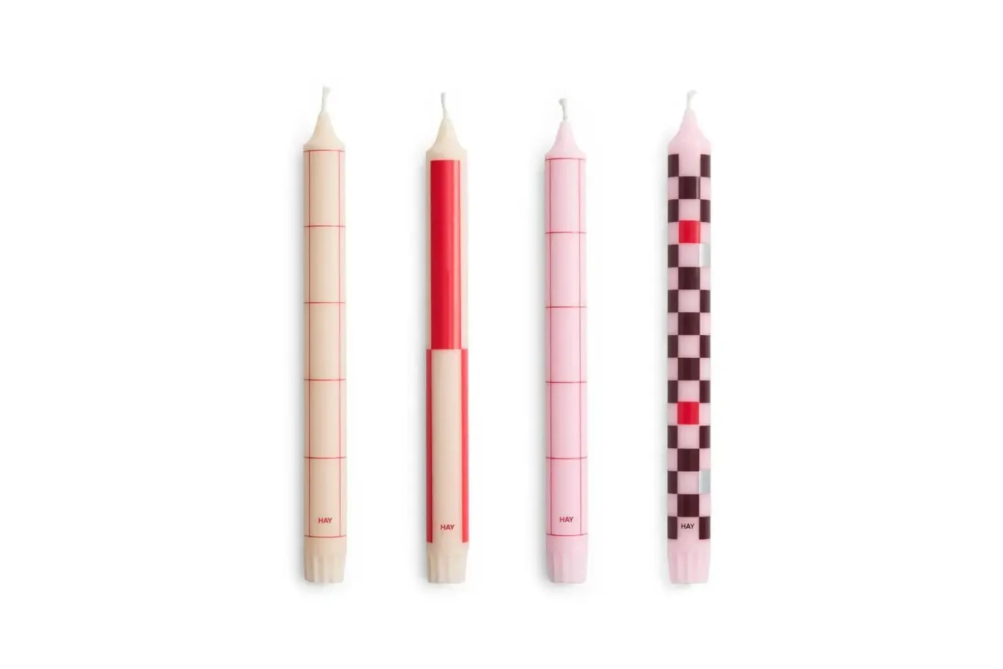 Hay - Pattern Candle - Reds and bordeaux, Set of 4