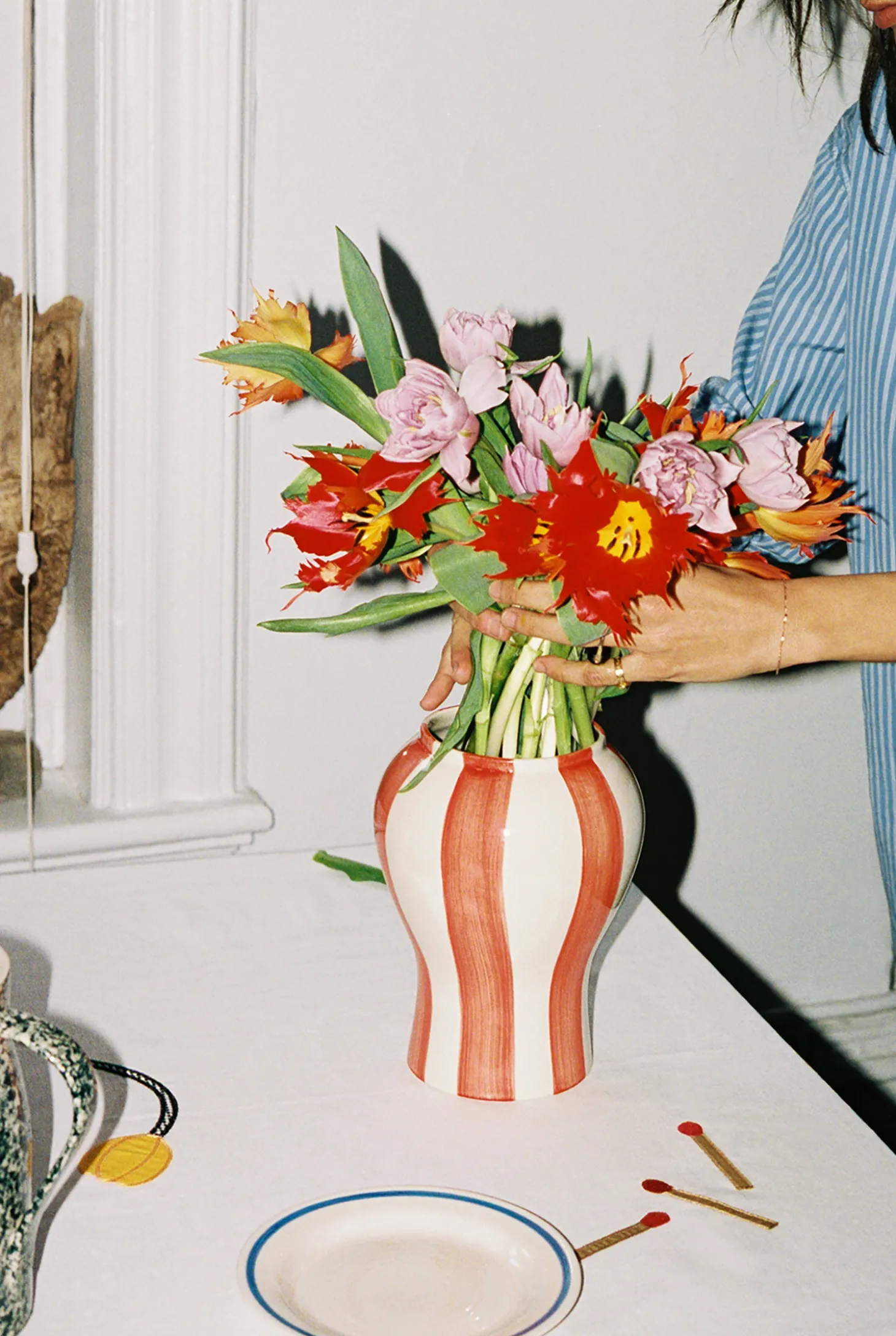 HAY - Sobremesa Stribe Vase - Small - Rød