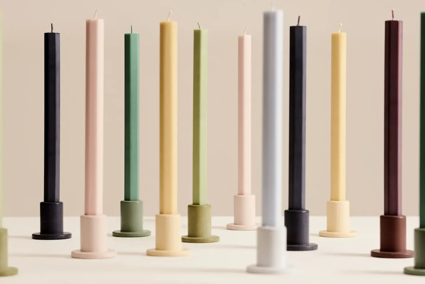 HAY - Tube Candleholder S - Concrete - Emerald Green
