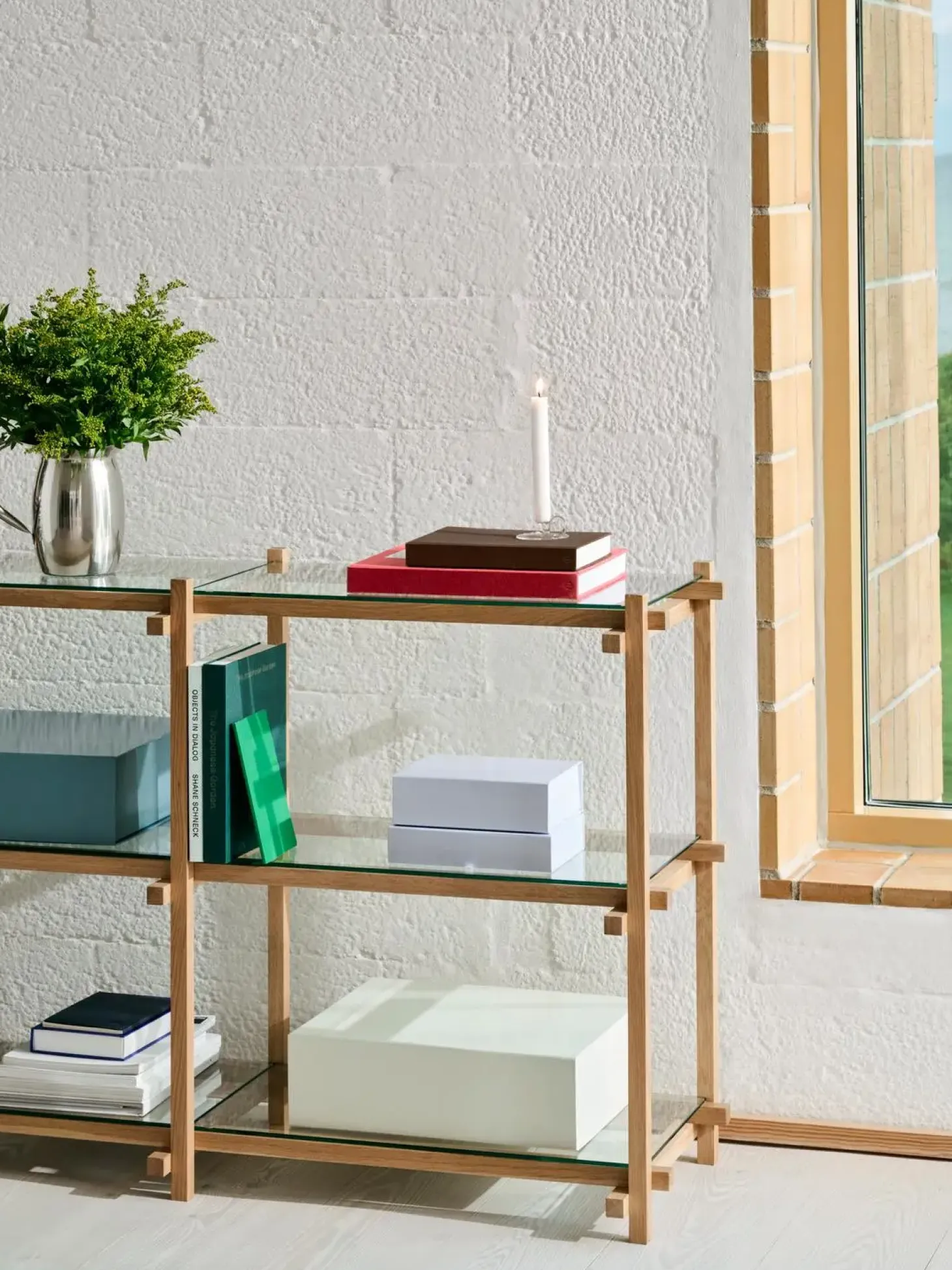 Hay - Woody Shelving 2.0 Column Low - Eg/glas - 3 glashylder