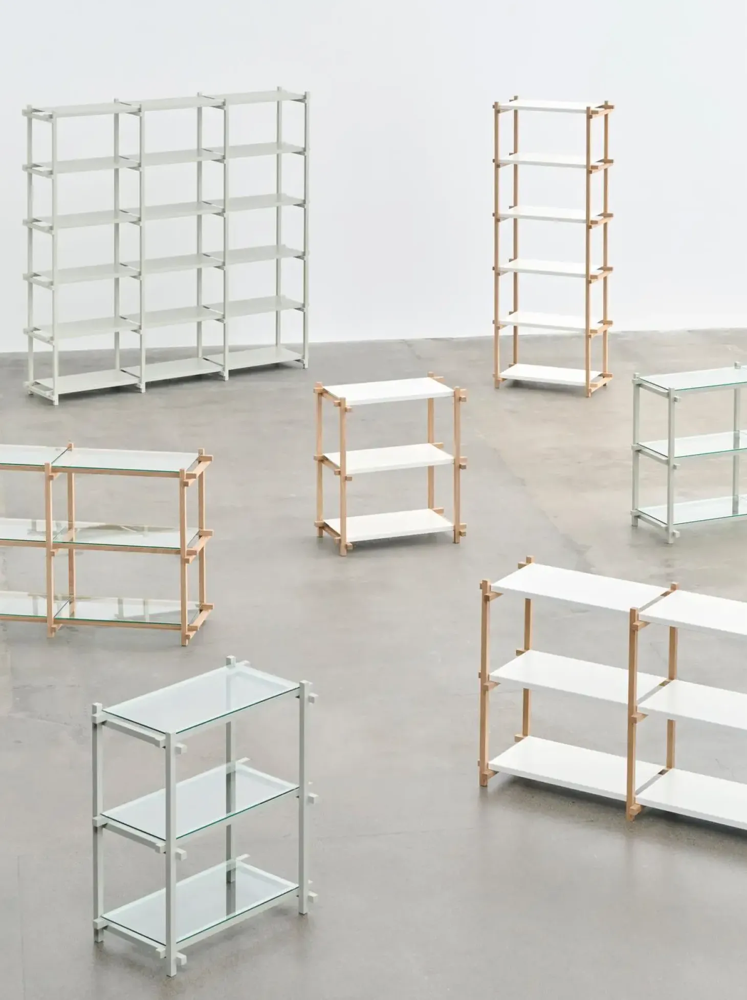 Hay - Woody Shelving 2.0 Column Low - Hvid/Eg - 3 hylder