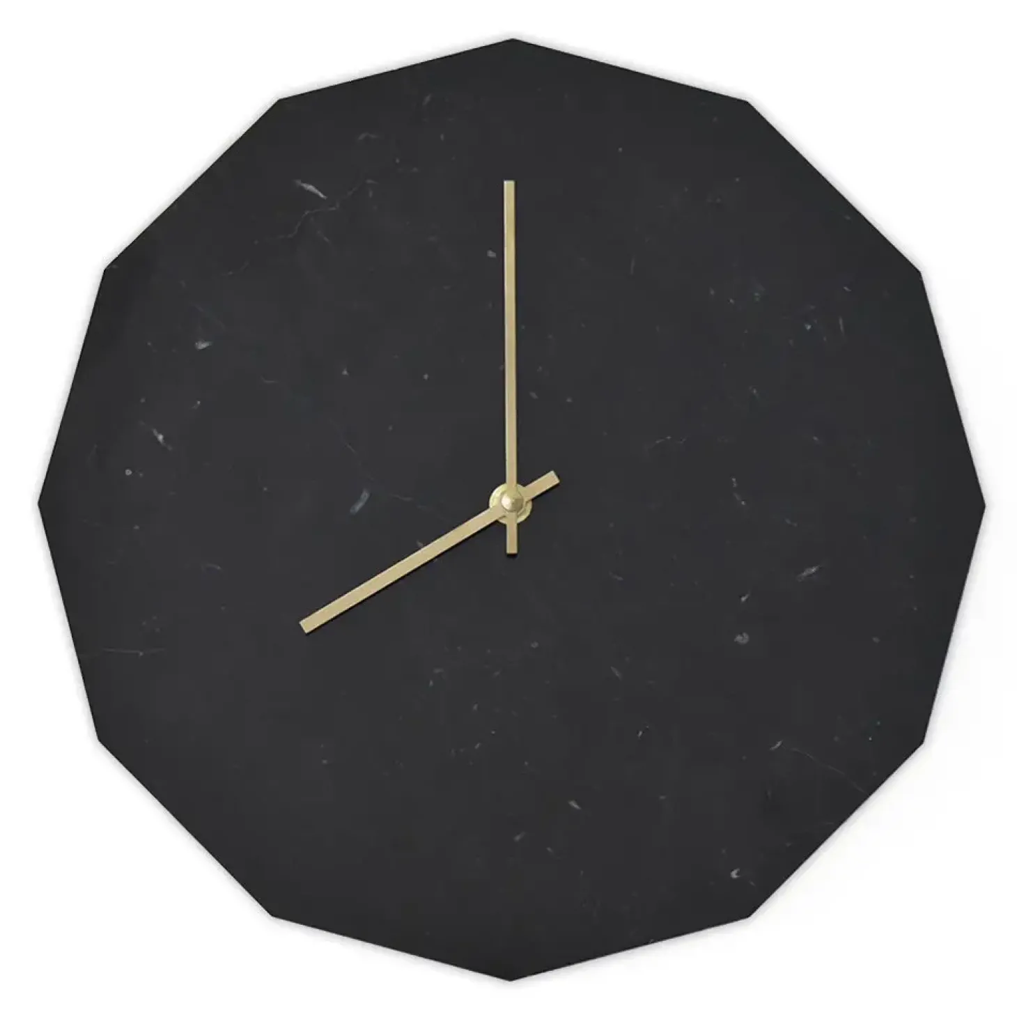 Hemverk - Marble Nero Vægur, Guld Ø28