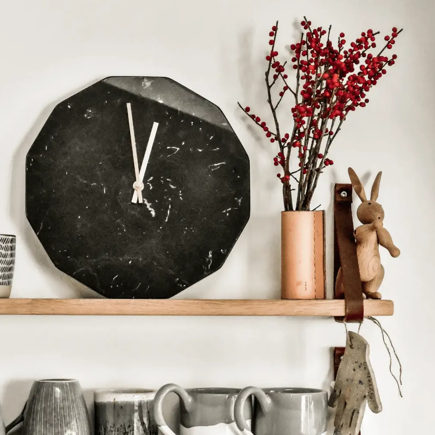 Hemverk - Marble Nero Vægur, Sølv Ø28