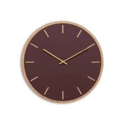 Hemverk - Vægur - Lys Eg/Burgundy - Guld visere - Ø38 cm