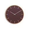 Hemverk - Vægur - Lys Eg/Burgundy - Sølv visere - Ø38 cm
