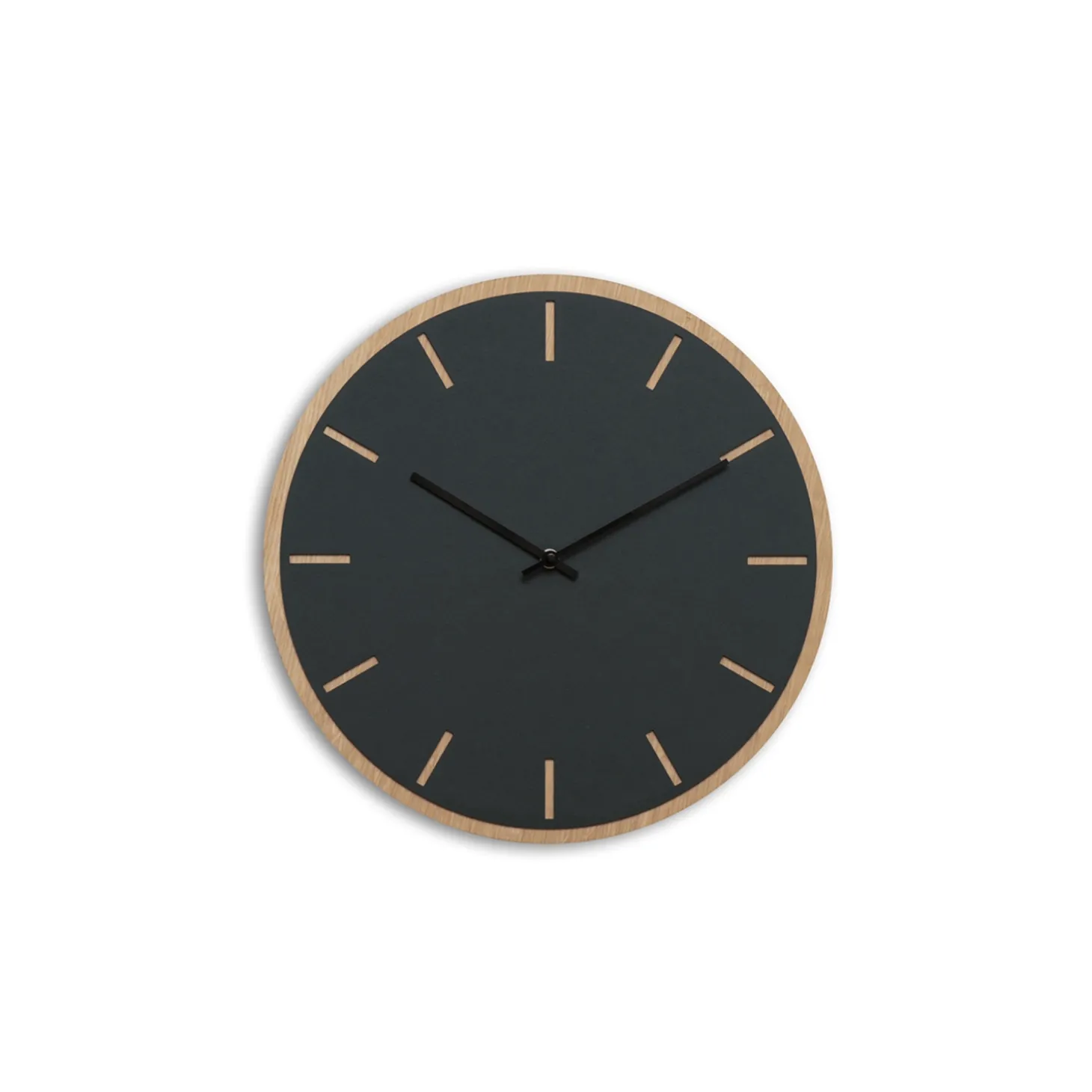 Hemverk - Vægur - Lys Eg/Mørkegrøn - Sorte visere - Ø28 cm