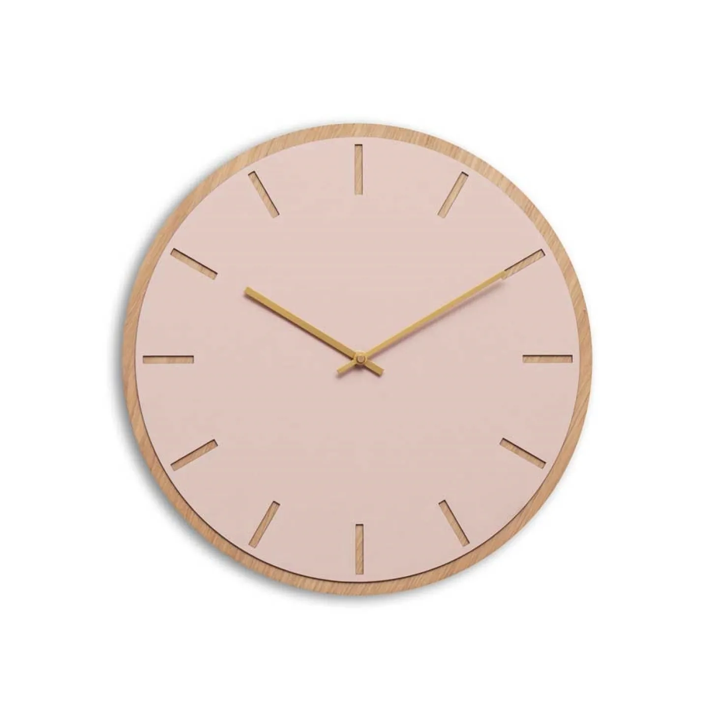 Hemverk - Vægur - Lys Eg/Powder Dusty Rose - Guld visere - Ø38 cm