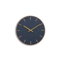 Hemverk - Vægur - Lys Eg/Smokey blue - Guld visere - Ø28 cm