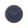 Hemverk - Vægur - Lys Eg/Smokey blue - Guld visere - Ø38 cm