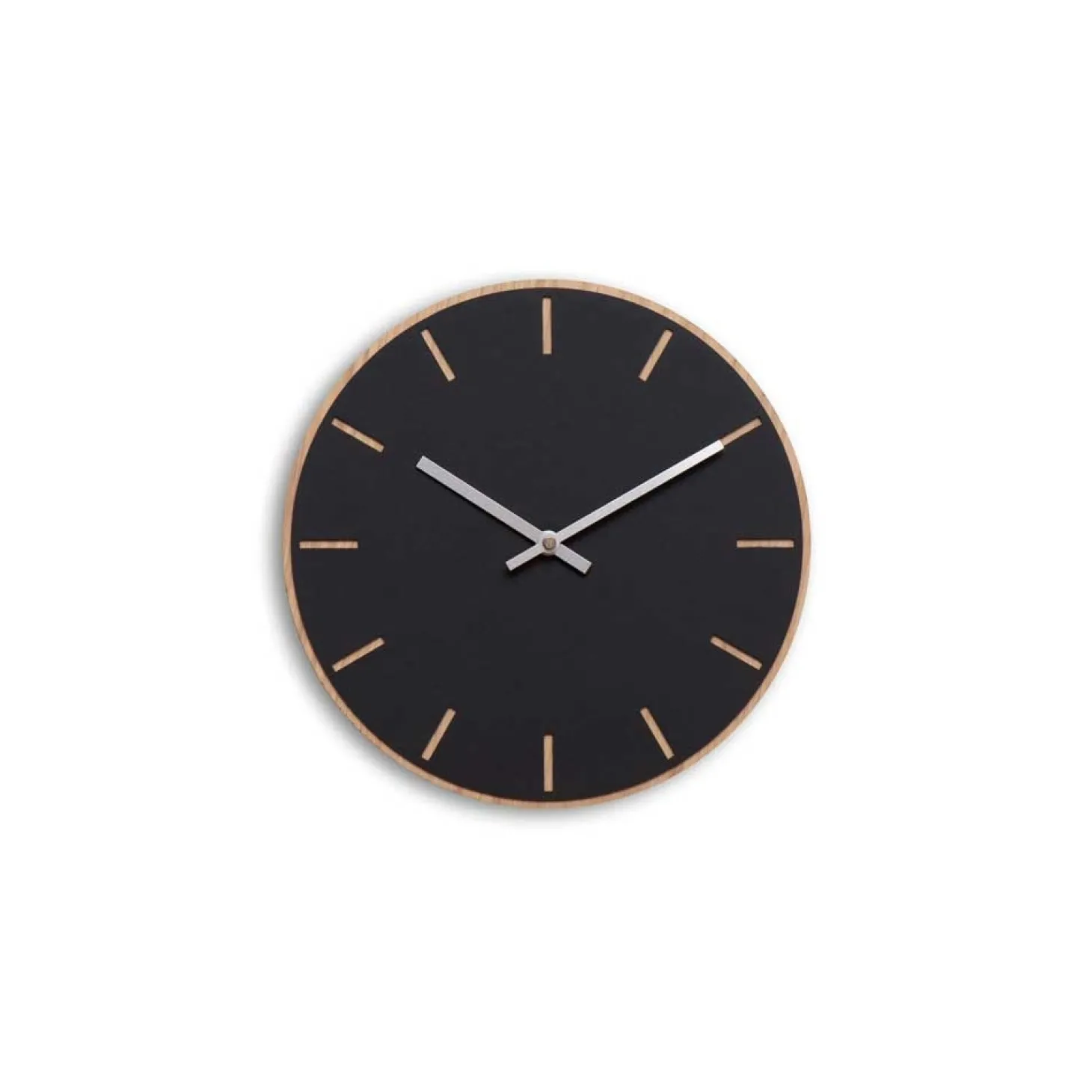 Hemverk - Vægur - Lys Eg/Sort - Sølv visere - Ø28 cm
