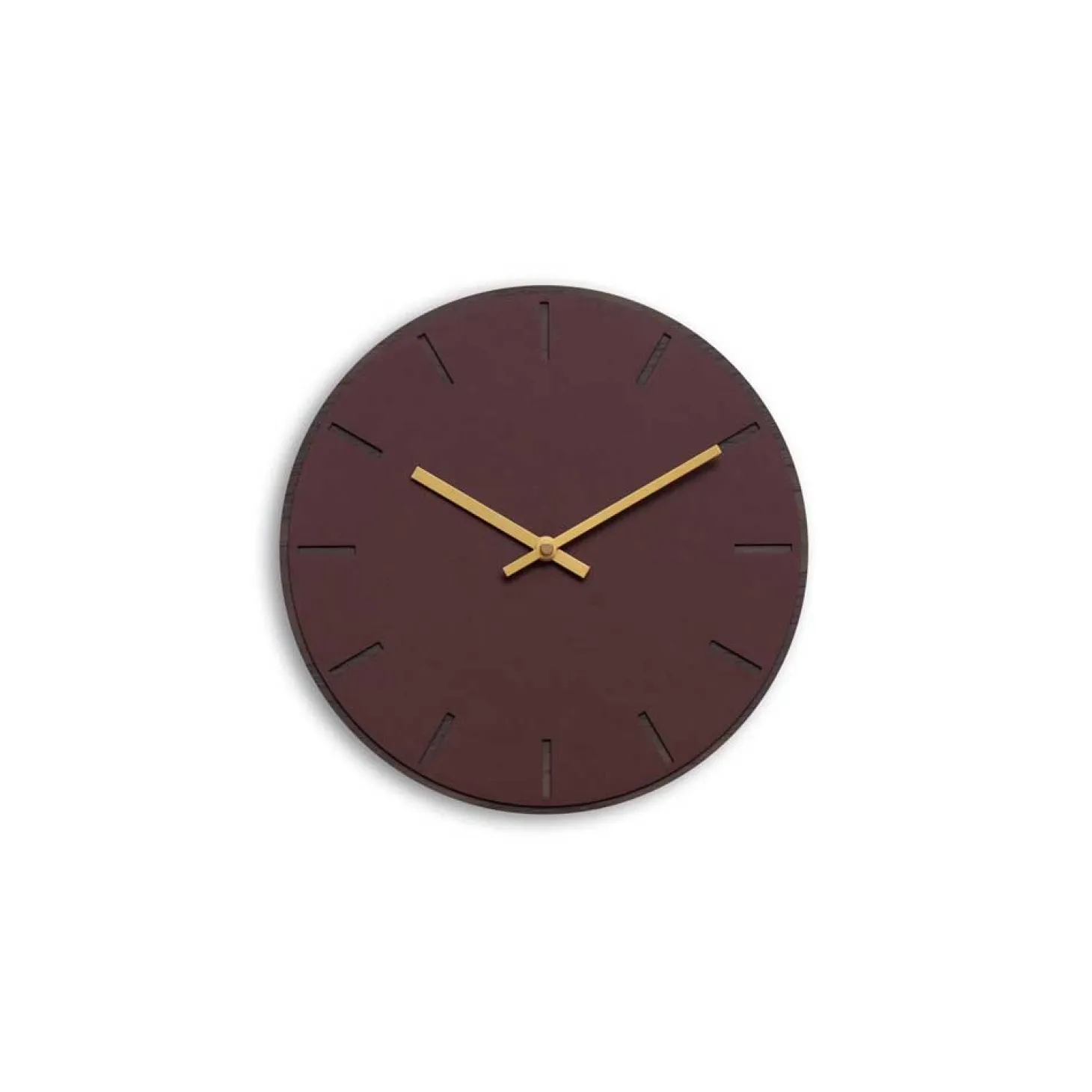Hemverk - Vægur - Mørk Eg/Burgundy - Guld visere - Ø28 cm