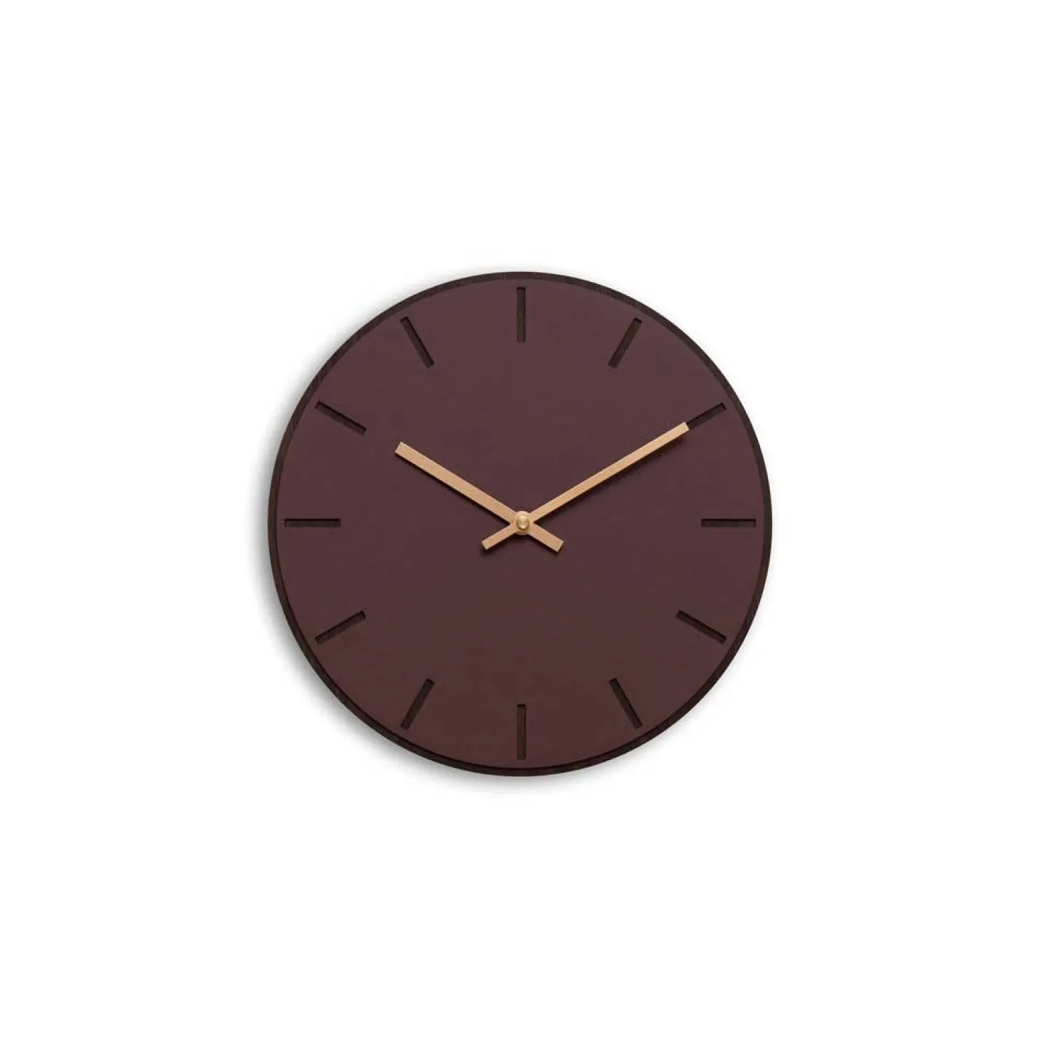 Hemverk - Vægur - Mørk Eg/Burgundy - Kobber visere - Ø28 cm
