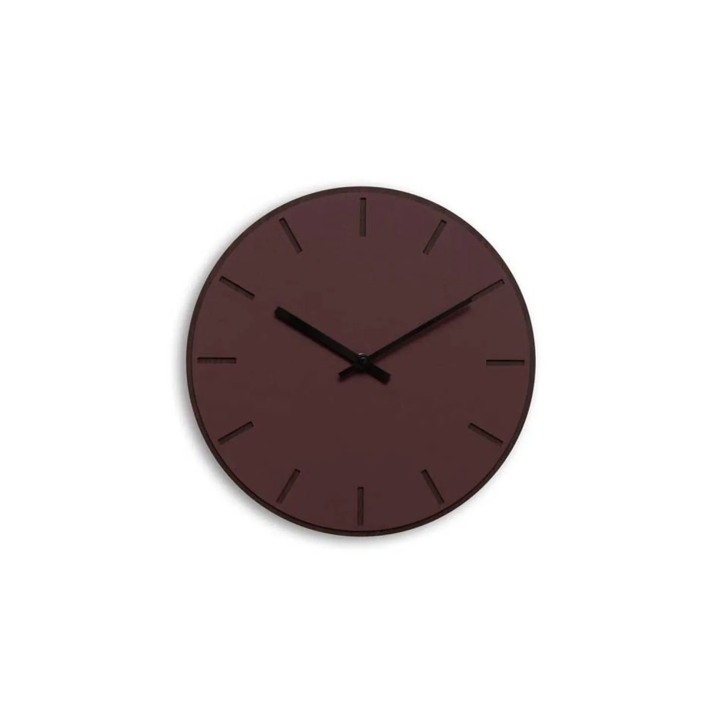 Hemverk - Vægur - Mørk Eg/Burgundy - Sorte visere - Ø28 cm