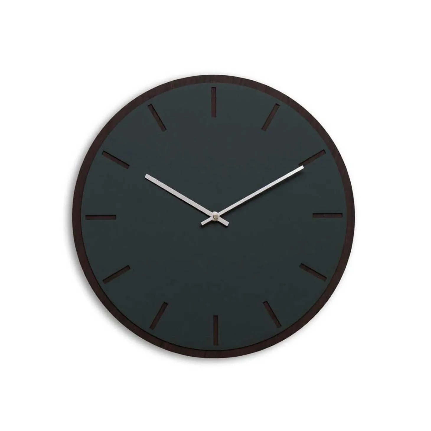 Hemverk - Vægur - Mørk Eg/Conifer Grøn - Sølv visere - Ø38 cm