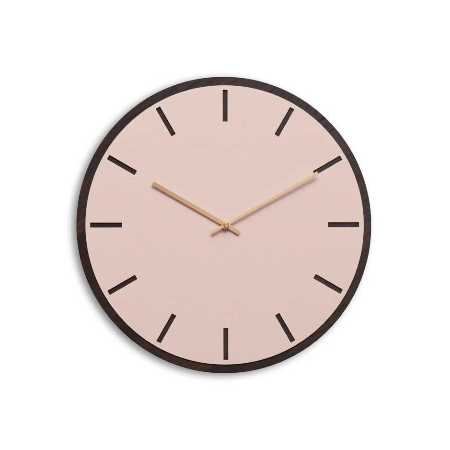 Hemverk - Vægur - Mørk Eg/Powder Dusty Rose - Kobber visere - Ø38 cm