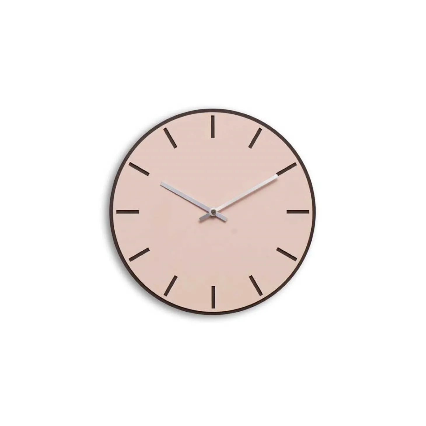 Hemverk - Vægur - Mørk Eg/Powder Dusty Rose - Sølv visere - Ø28 cm