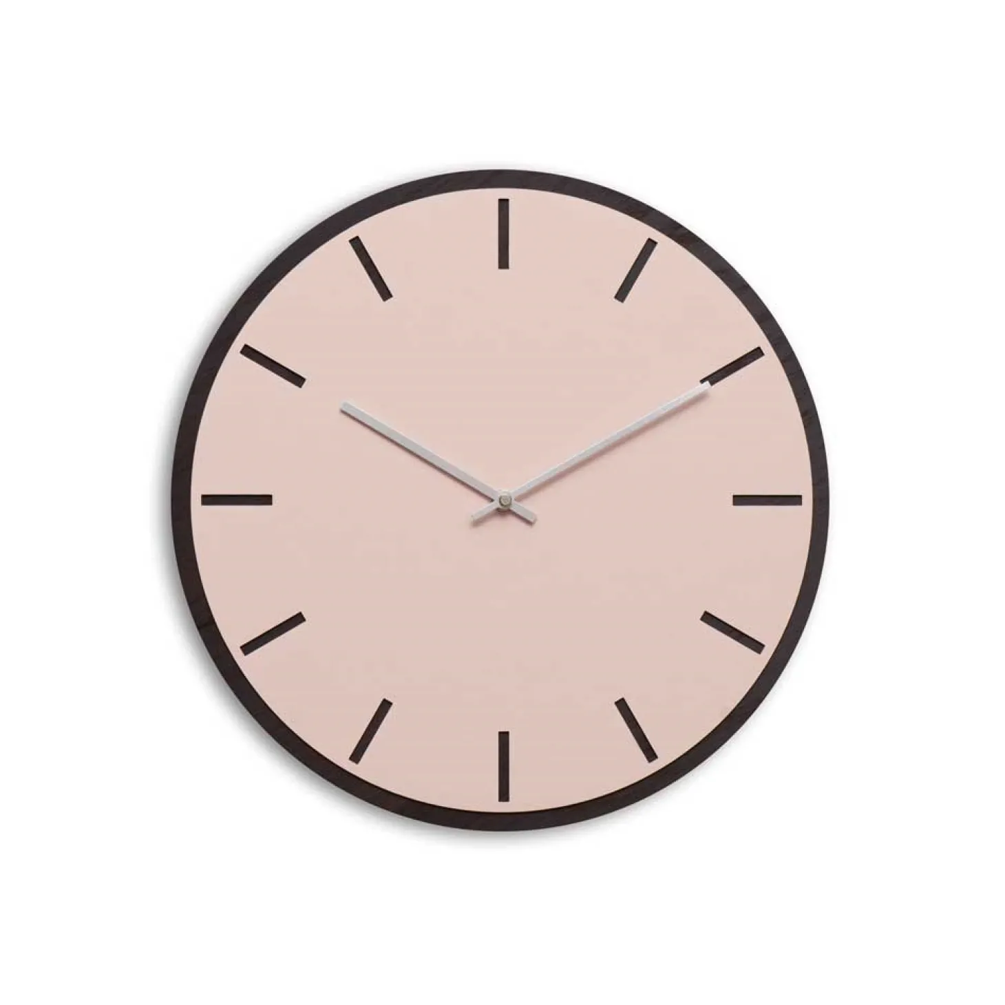 Hemverk - Vægur - Mørk Eg/Powder Dusty Rose - Sølv visere - Ø38 cm