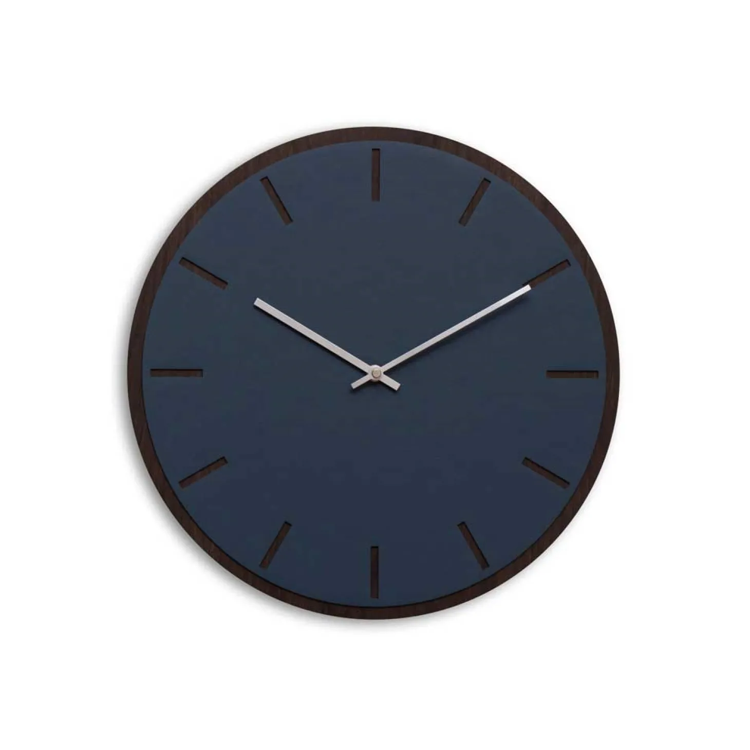 Hemverk - Vægur - Mørk Eg/Smokey Blue - Sølv visere - Ø38 cm