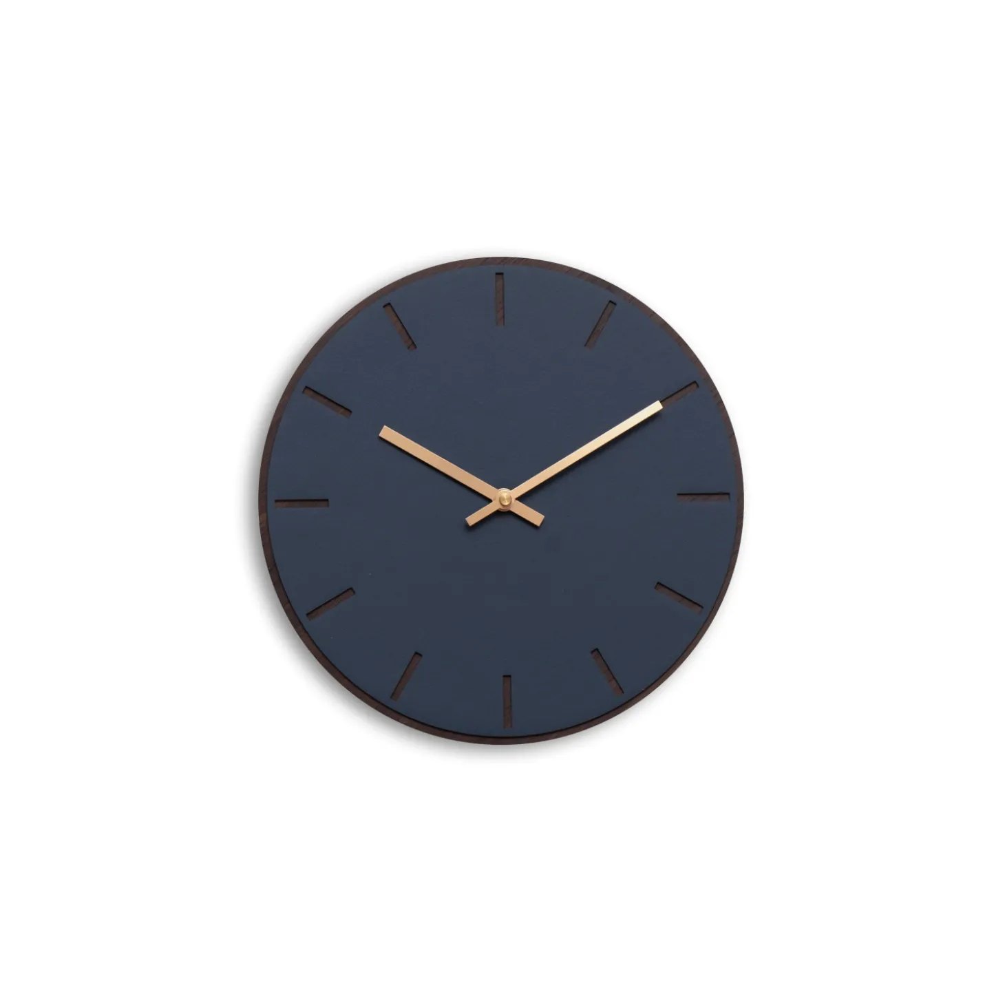 Hemverk - Vægur - Mørk Eg/Smokey Blue - Kobber visere - Ø28 cm