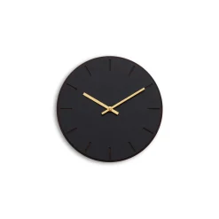Hemverk - Vægur - Mørk Eg/Sort - Guld visere - Ø28 cm