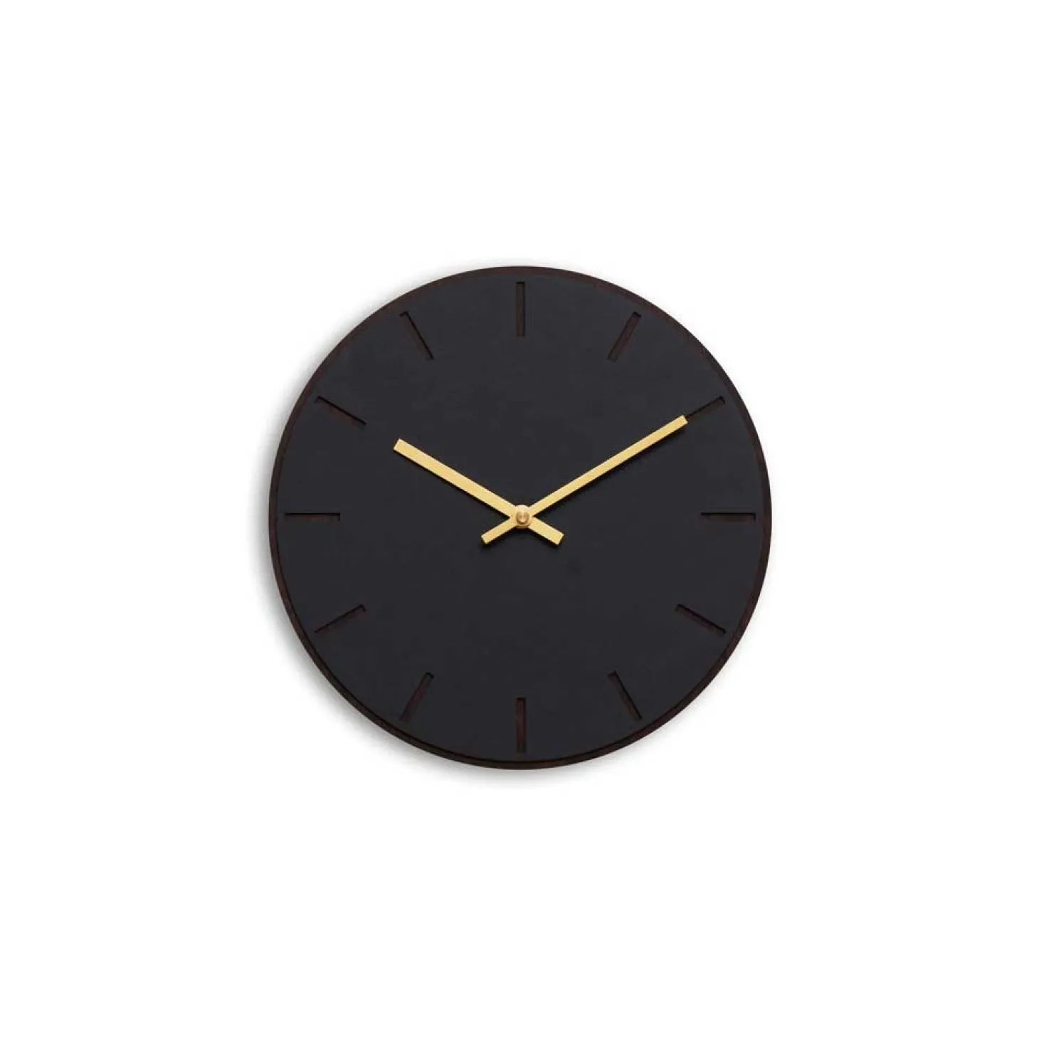 Hemverk - Vægur - Mørk Eg/Sort - Guld visere - Ø28 cm