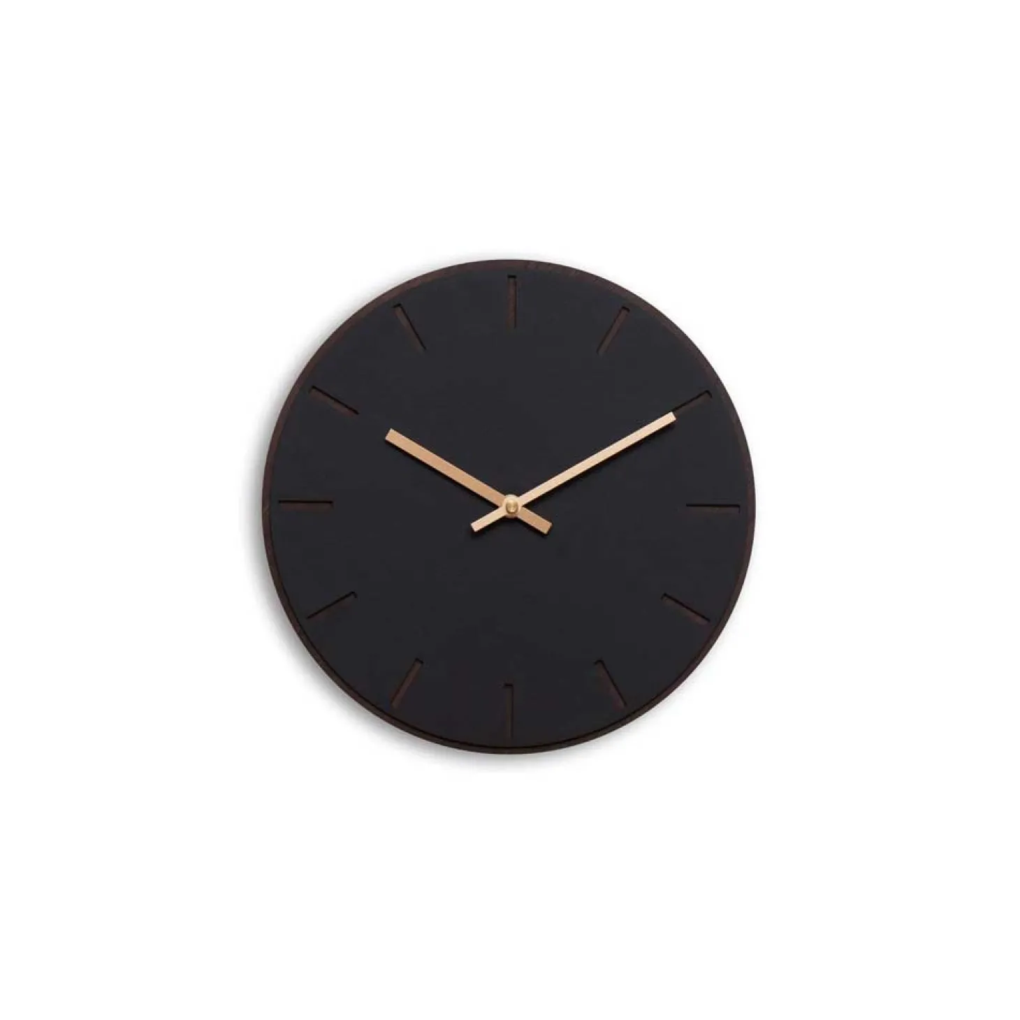 Hemverk - Vægur - Mørk Eg/Sort - Kobber visere - Ø28 cm