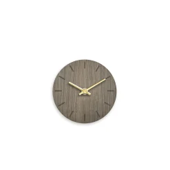 Hemverk - Vægur - Valnød - Ø12 cm - Guld visere