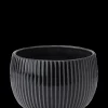 Knabstrup Keramik - urtepotteskjuler Ø 18 cm ripple black