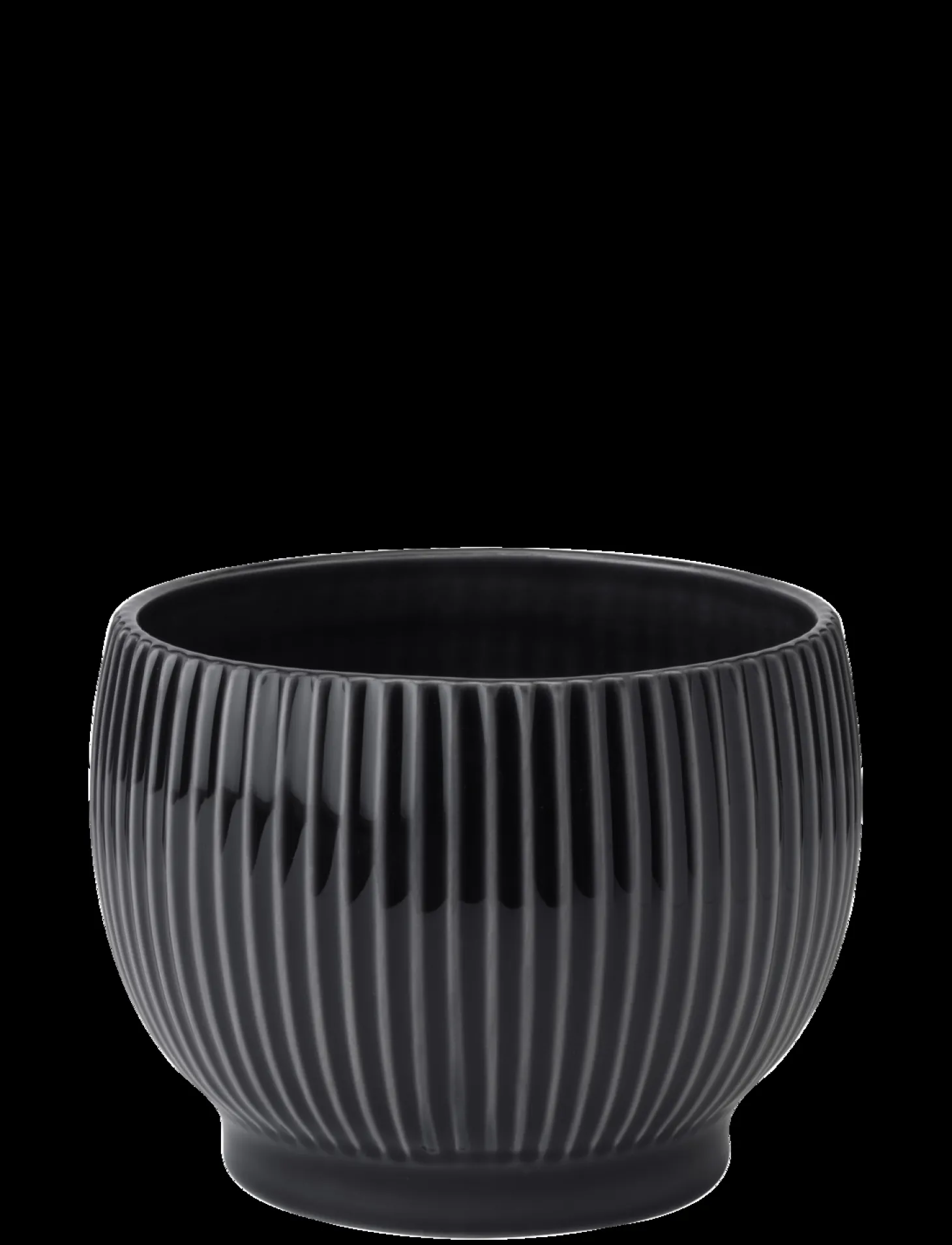 Knabstrup Keramik - urtepotteskjuler Ø 18 cm ripple black