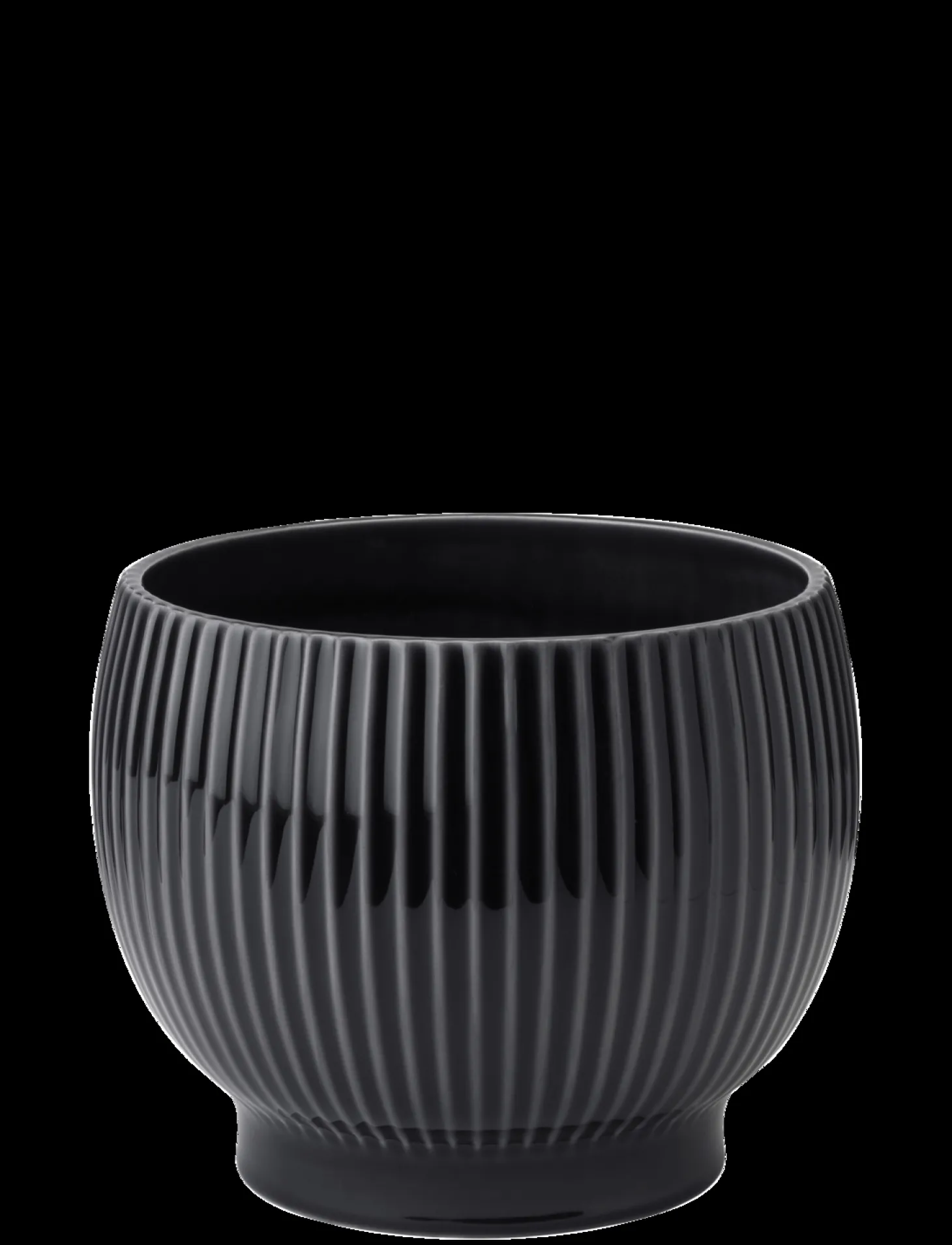 Knabstrup Keramik - urtepotteskjuler Ø 16 cm ripple black