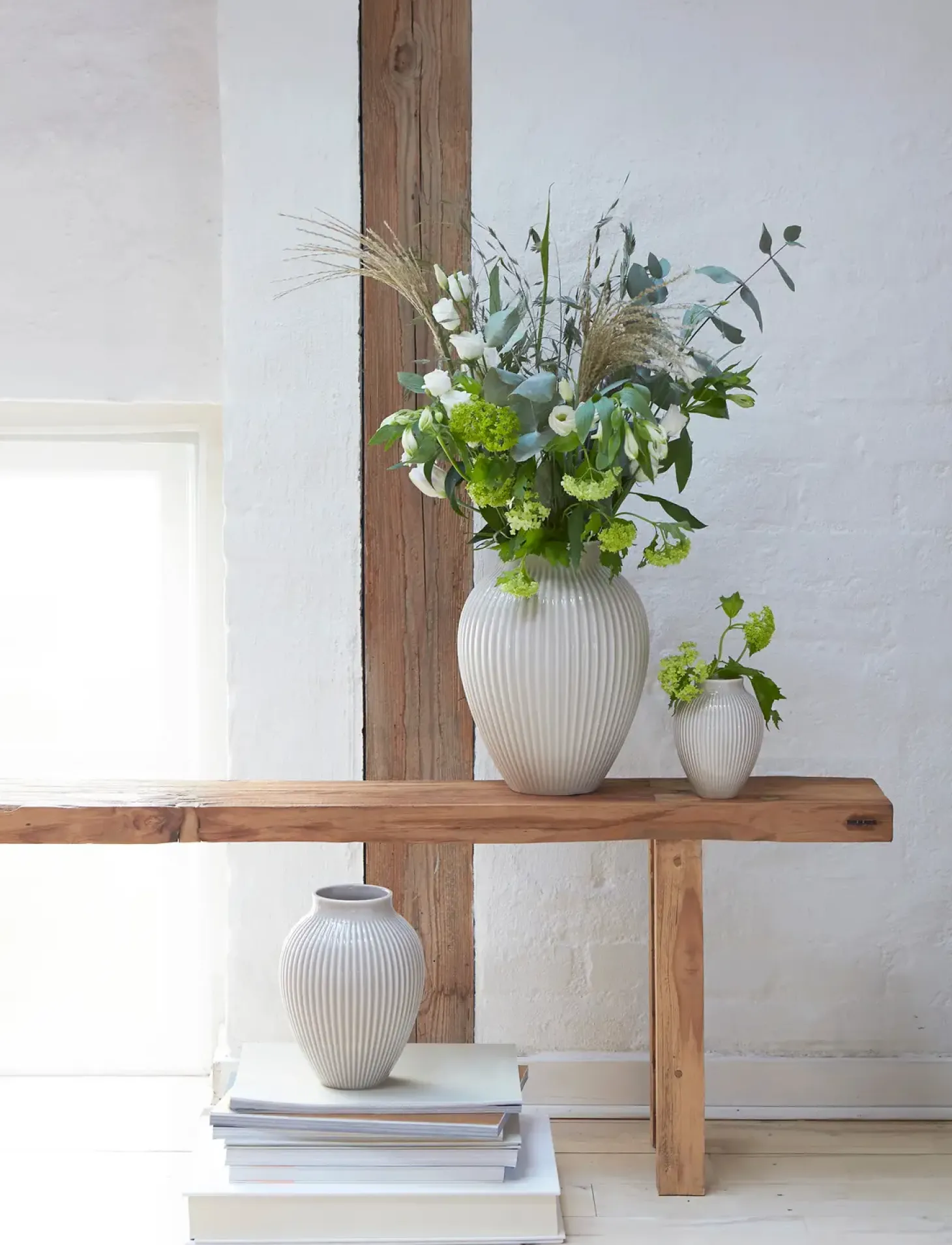 Knabstrup Keramik - vase H 35 cm ripple white