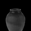 Knabstrup Keramik - vase H 12.5 cm ripple black