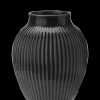 Knabstrup Keramik - vase H 20 cm ripple black